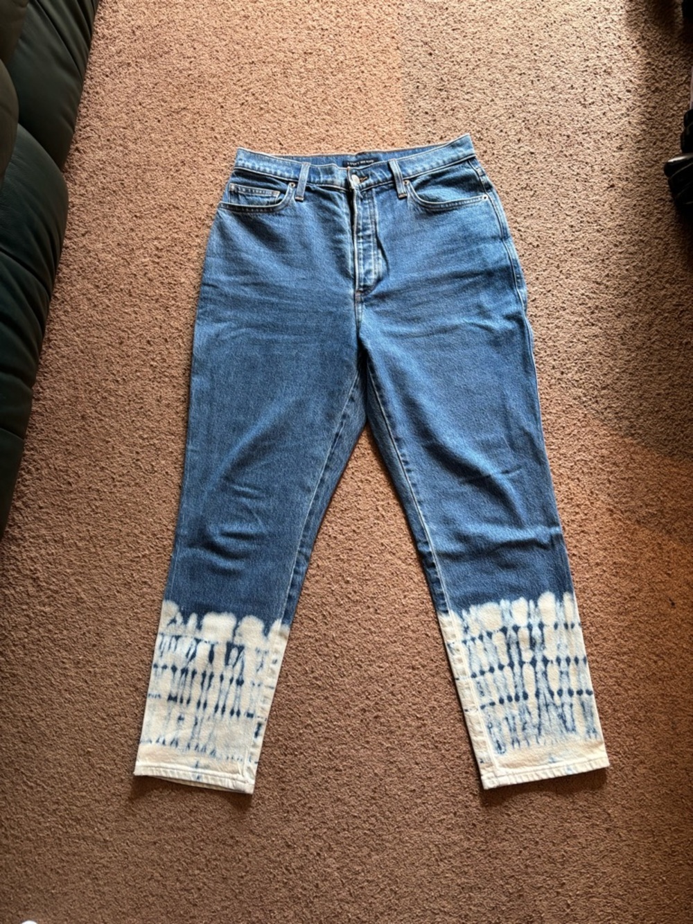 Lucky Brand Blue Jeans with Cream Tie-Dye Ankles